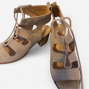 Steve Madden Taupe Lace-Up Block Heels